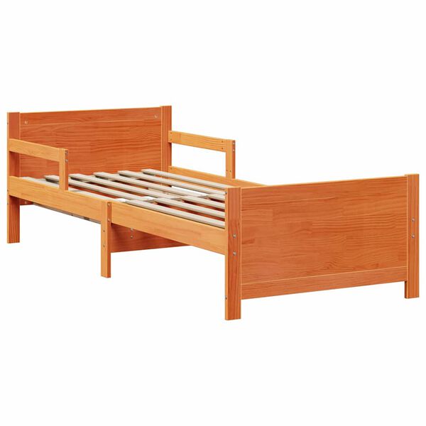 vidaXL Bed Frame with Headboard Wax Brown 80 x 200 cm Engineered Wood