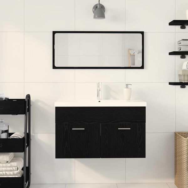 vidaXL Bathroom Cabinet Black Oak 80 x 38.5 x 46 cm Engineered Wood