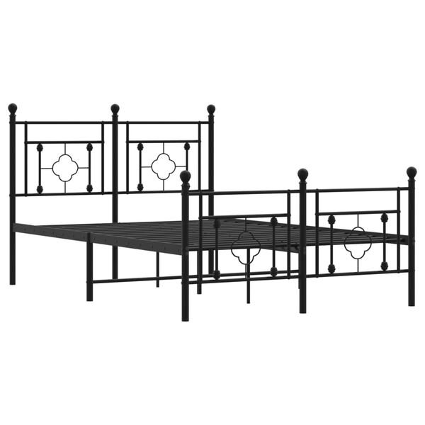 vidaXL Metal Bed Frame without Mattress with Footboard Black 120x200cm