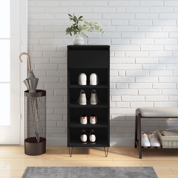 vidaXL Shoe Cabinet Black 40x36x105 cm Engineered Wood