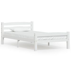 vidaXL Bed Frame without Mattress White Solid Pinewood 90x200 cm