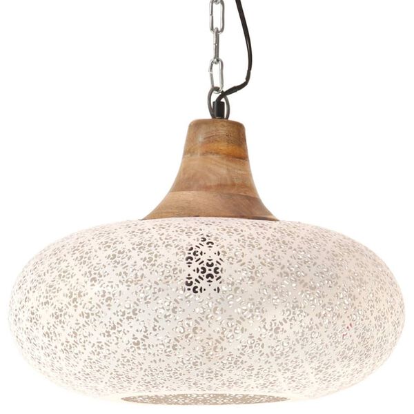 vidaXL Industrial Hanging Lamp White Iron & Solid Wood 40 cm E27