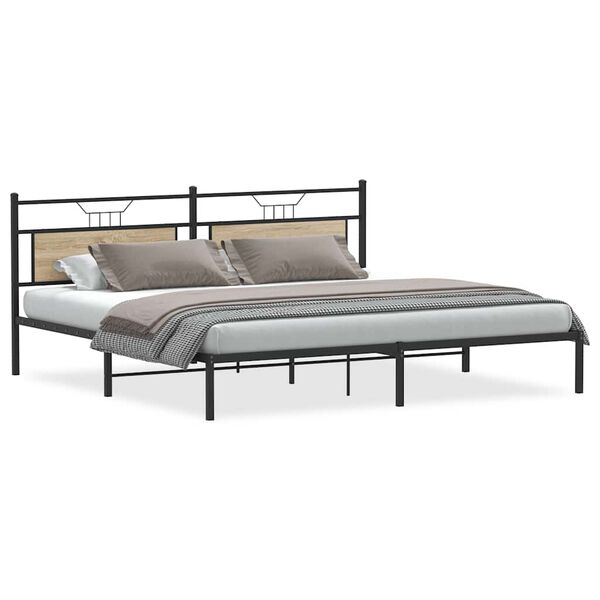 vidaXL Bed Frame without Mattress Sonoma Oak 193x201 cm Engineered Wood