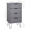 vidaXL Drawer Cabinet Grey 45x39.5x90.3 cm Solid Pine Wood