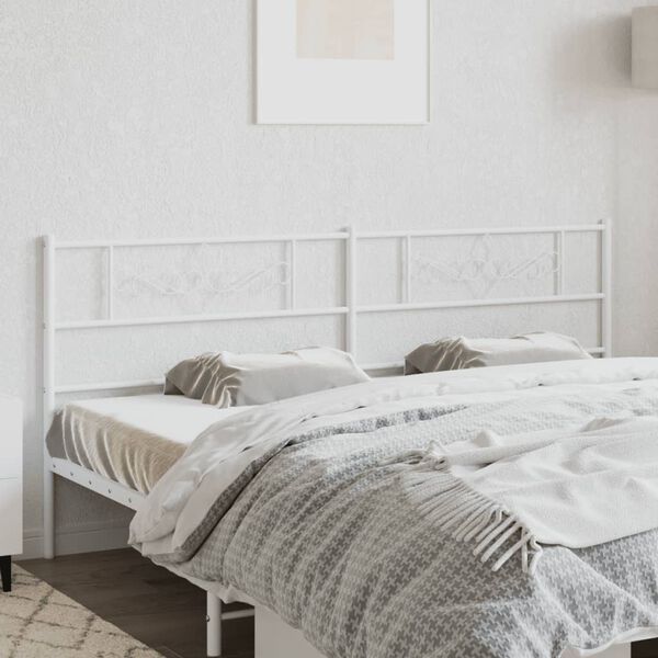 vidaXL Metal Headboard White 200 cm