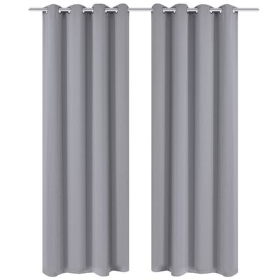 vidaXL Blackout Curtains 2 pcs with Metal Eyelets 135x175 cm Grey