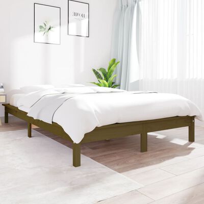 vidaXL Bed Frame Honey Brown 150x200 cm King Size Solid Wood Pine