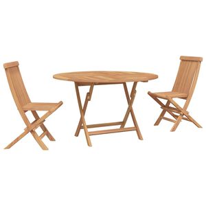 vidaXL Garden Bistro Set Folding 3 pcs Natural Solid Teak Wood