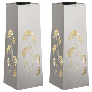 vidaXL Solar LED Pathway Light 2 pcs Silver Stainless Steel