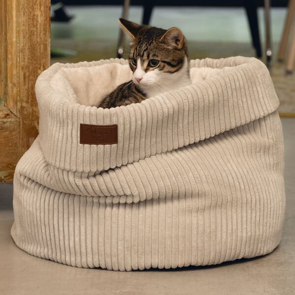 Designed by Lotte Cat Basket Ribbed Light Grey 50x35 cm