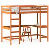 vidaXL Loft Bed without Mattress Wax Brown 90x200 cm Solid Wood Pine