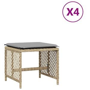 vidaXL Garden Stools with Cushions 4 pcs Mix Beige 41x41x36 cm
