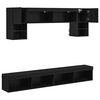 vidaXL TV Wall Units with LED 6 pcs Black Oak Engineered Wood