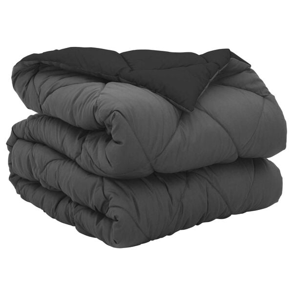 vidaXL Full Year Duvet Black and Anthracite 220 x 140 cm Microfiber