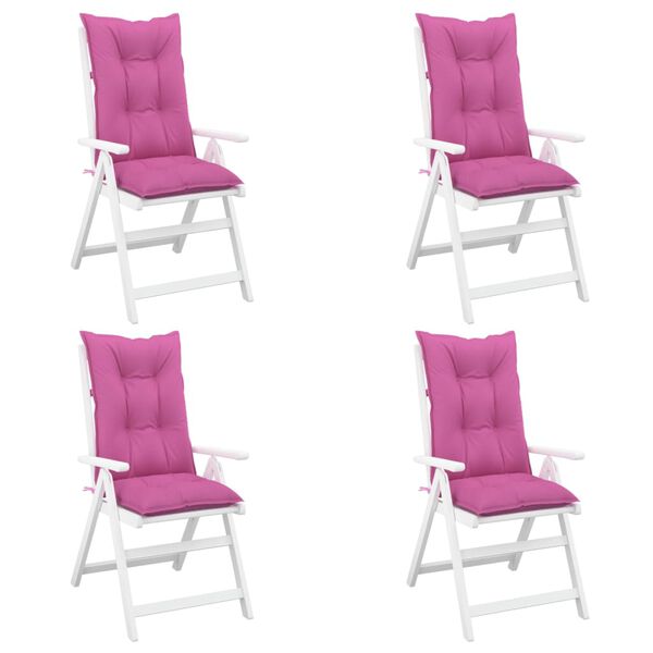 vidaXL Garden Highback Chair Cushions 4 pcs Pink 120x50x7 cm Fabric