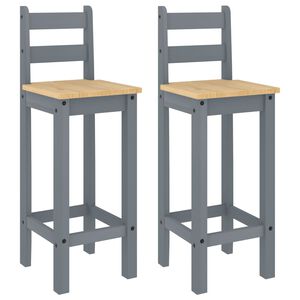 vidaXL Bar Chairs 2 pcs Grey Solid Wood Pine