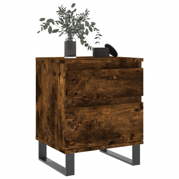 vidaXL Bedside Cabinet Smoked Oak 40x35x50 cm Engineered Wood