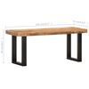 vidaXL Bench 110 cm Solid Rough Mango Wood and Steel