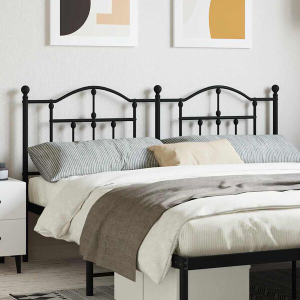 vidaXL Metal Replace Headboard Black 160 cm