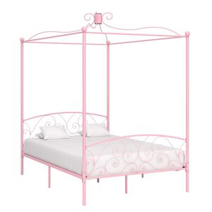 vidaXL Canopy Bed Frame without Mattress Pink Metal 140x200 cm