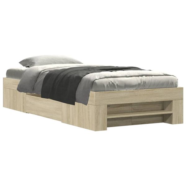 vidaXL Bed Frame without Mattress Sonoma Oak 90x190 cm Single Engineered Wood