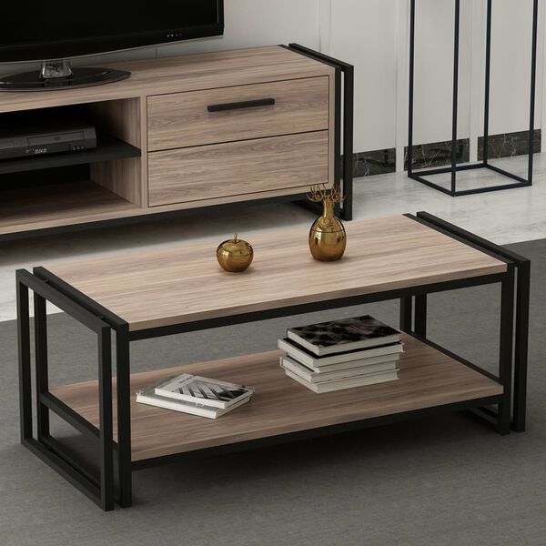 Homemania Coffee Table Lesa 102x45x40cm Black and Walnut