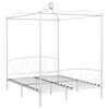 vidaXL Canopy Bed Frame without Mattress White Metal 180x200 cm Super King
