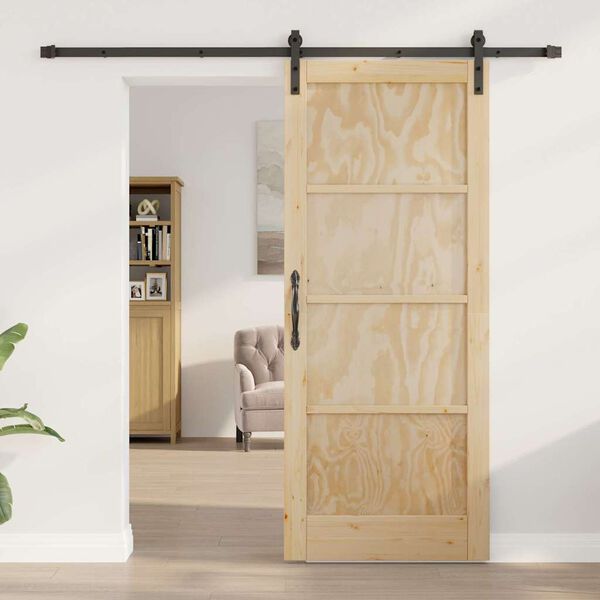 vidaXL Sliding Door Brown 83 x 202 cm Solid Pine Wood