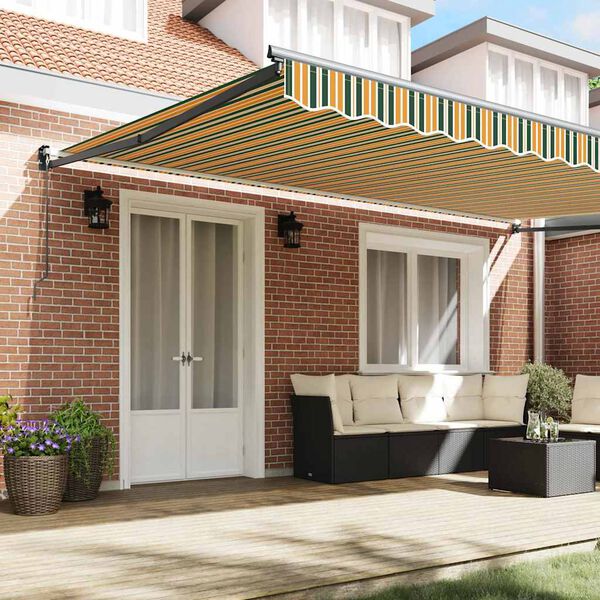 vidaXL Retractable Awning Retractable Green and Yellow 500 x 300 cm