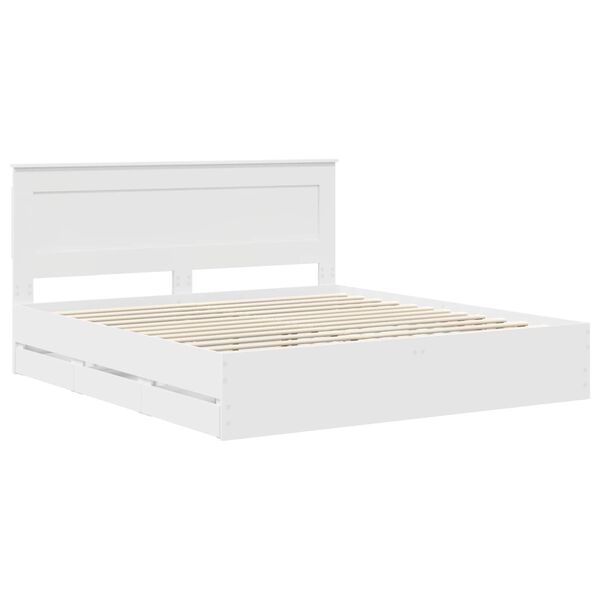 vidaXL Bed Frame with Drawer White 200 x 200 cm Engineer Wood