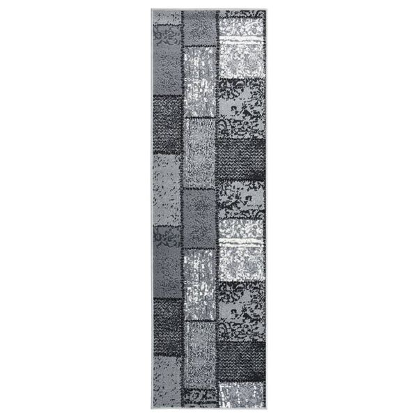 vidaXL Runner Rug BCF Grey with Block Pattern 60x250 cm