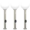 vidaXL Bollard Lights with Sensor&Outlet 3 pcs 80 cm Stainless Steel IP44