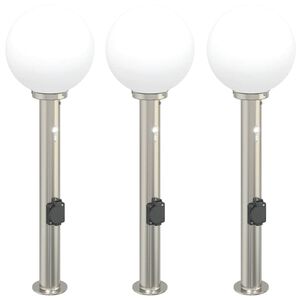vidaXL Bollard Lights with Sensor&Outlet 3 pcs 80 cm