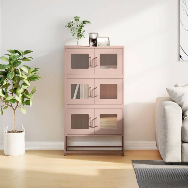 vidaXL Highboard Pink 68x39x123 cm Steel