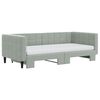 vidaXL Daybed with Trundle and Mattresses Light Grey 90x190 cm Velvet