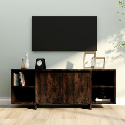vidaXL TV Cabinet Smoked Oak 130x35x50 cm Engineered Wood