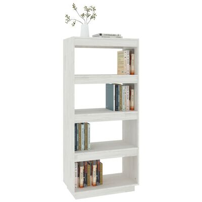 vidaXL Book Cabinet/Room Divider White 60x35x135 cm Solid Pinewood