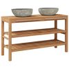 vidaXL Bathroom Vanity Cabinet Solid Teak with Riverstone Sinks