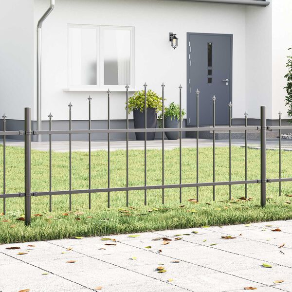 vidaXL Garden Fence 4 pcs Grey 170 x 115 cm Powder-Coated Steel