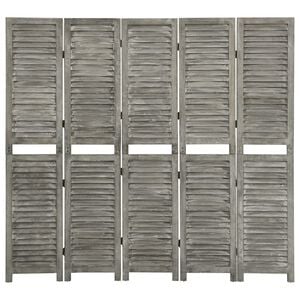 vidaXL 5-Panel Room Divider Grey 179x166 cm Solid Wood