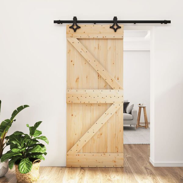 vidaXL Sliding Door with Hardware Set 85x210 cm Solid Wood Pine