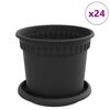 vidaXL Plant Pots 24 pcs Black &Oslash; 15 x 12 cm Plastic