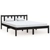 vidaXL Bed Frame without Mattress Black Solid Wood Double