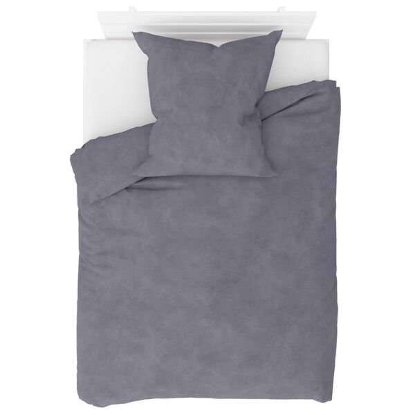 vidaXL 4 Piece Bedding Set Fleece Grey 135x200/80x80 cm