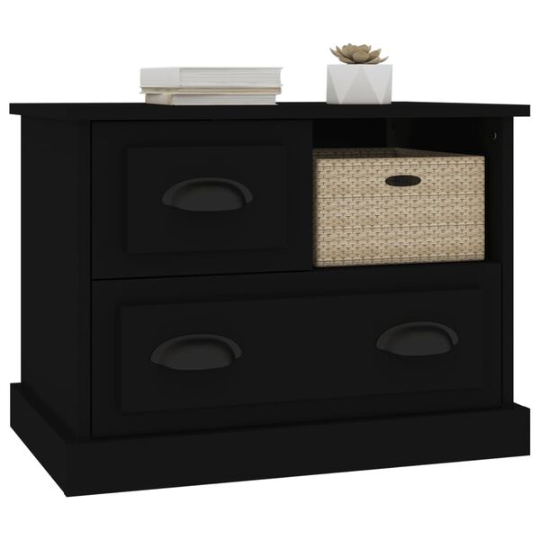 vidaXL Bedside Cabinet Black 60x39x45 cm