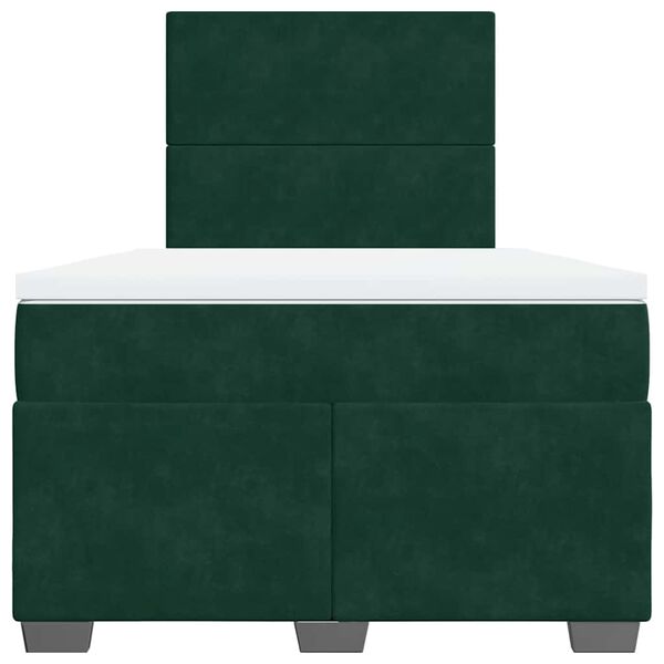 vidaXL Box Spring Bed with Mattress Dark Green 120x200 cm Velvet