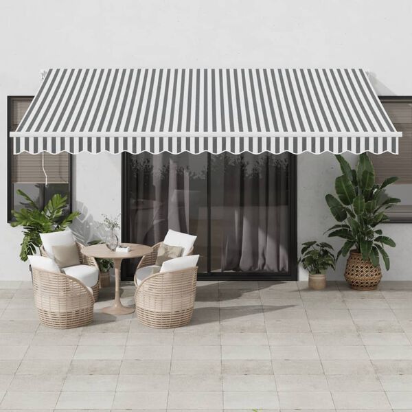 vidaXL Manual Retractable Awning Anthracite&White 450x350 cm