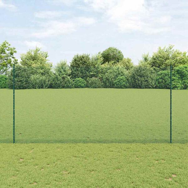 vidaXL Fence with Post Green 1.6 x 25 m Steel and PVC