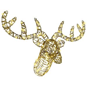 vidaXL Reindeer Pull Sleigh Warm white 68 x 36.5 x 62.5 cm Rattan