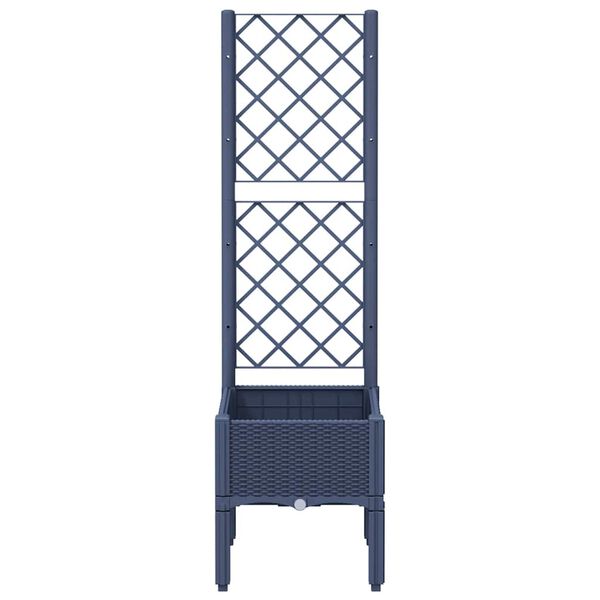 vidaXL Garden Planter with Trellis Blue Grey 40x40x142 cm PP